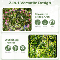 230cm Heavy-Duty Metal Arch Trellis with Curved Roof for Climbing Plants Roses Vines