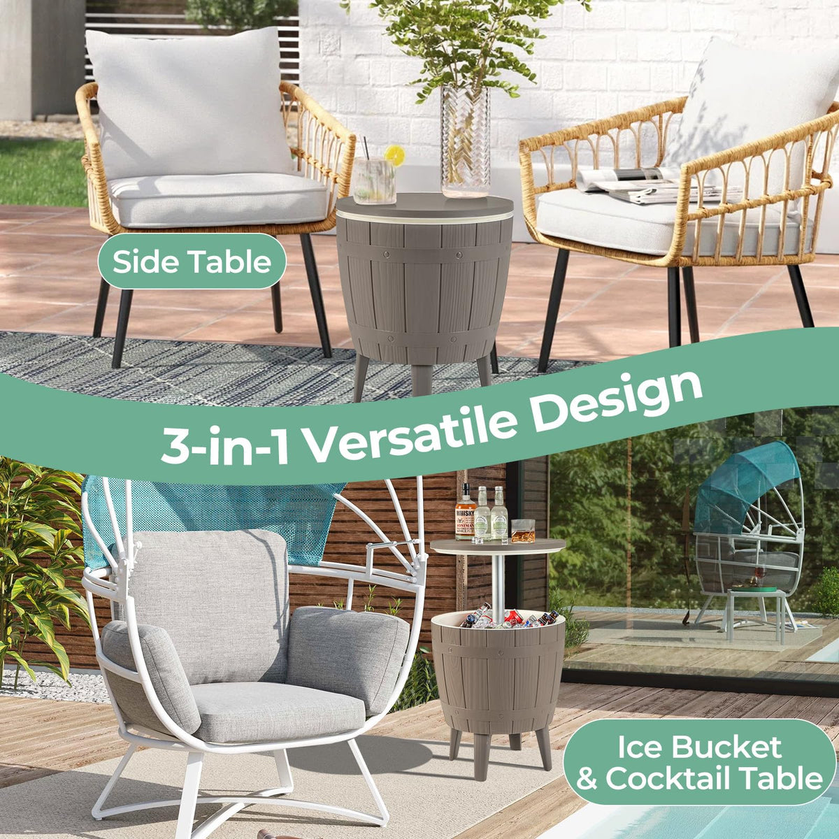 37 L Cooler Bar Table with Telescopic Tabletop