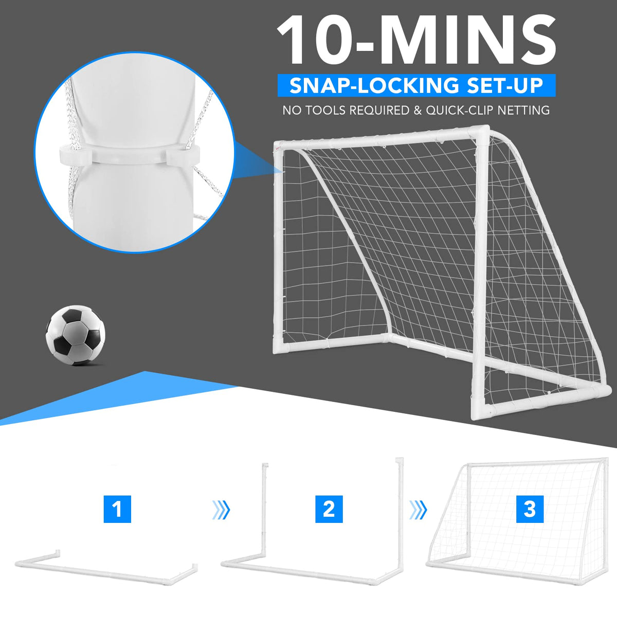 Kids Portable Soccer Goal, 1.8m x 1.2m FT Backyard Soccer Goal and Net with Strong PVC Frame
