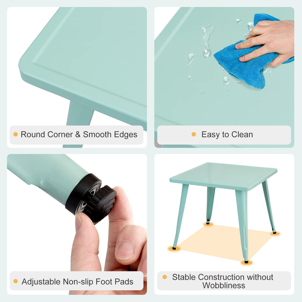 Kid’s Table and Chair Set with Adjustable Foot Pads