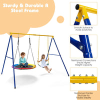 2 Seat Swing Frame for Kids, Children Heavy-Duty Metal Swing Stand w/Ground Stakes