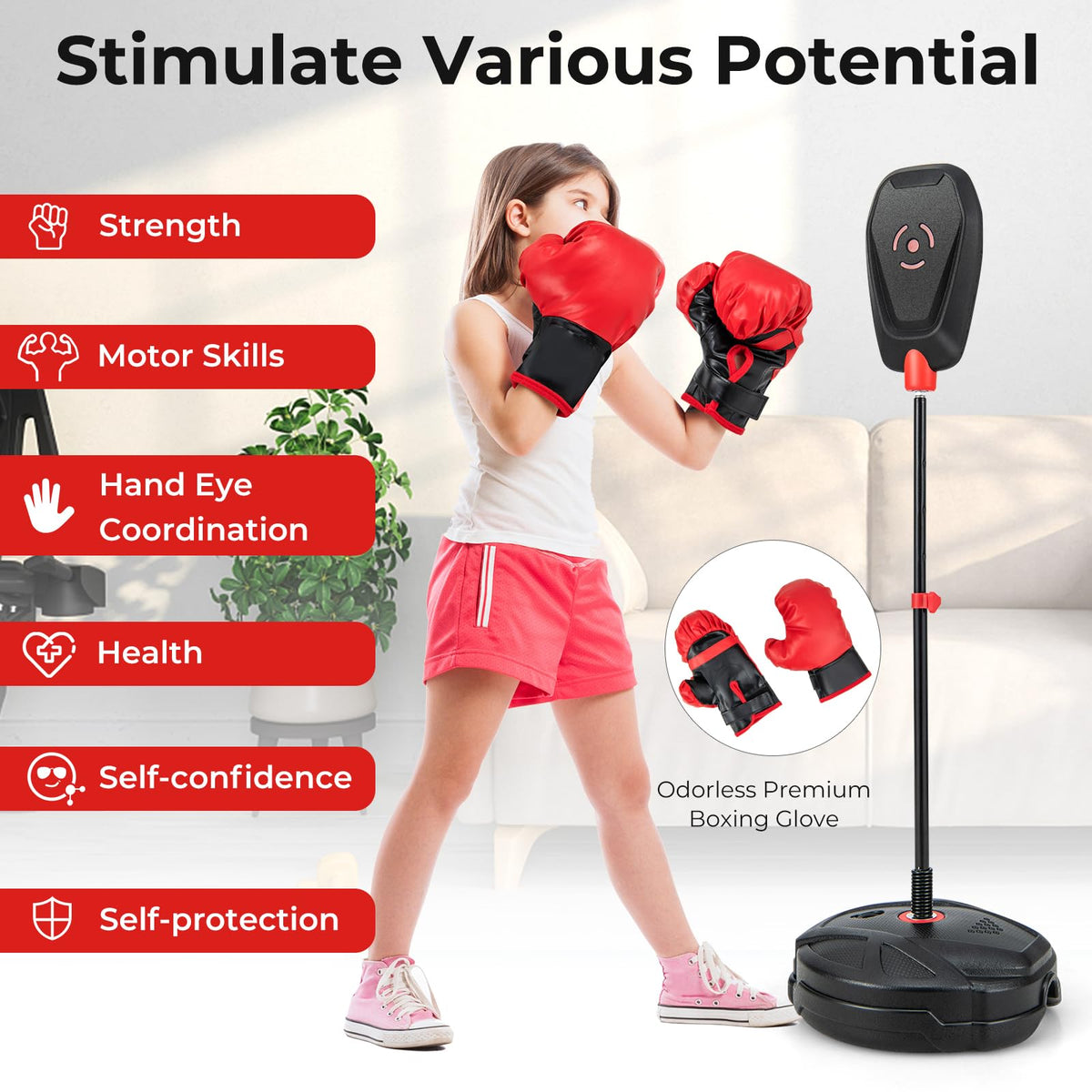 Punching Bag Boxing set with Punching Speed Ball for 5+ Years Old Boys & Girls