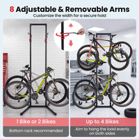 4 Bike Storage Rack, Adjustable Bicycle Rack for Garage