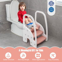 Three-Step Stool with Safety Handles and Non-slip Pedals for Toddlers