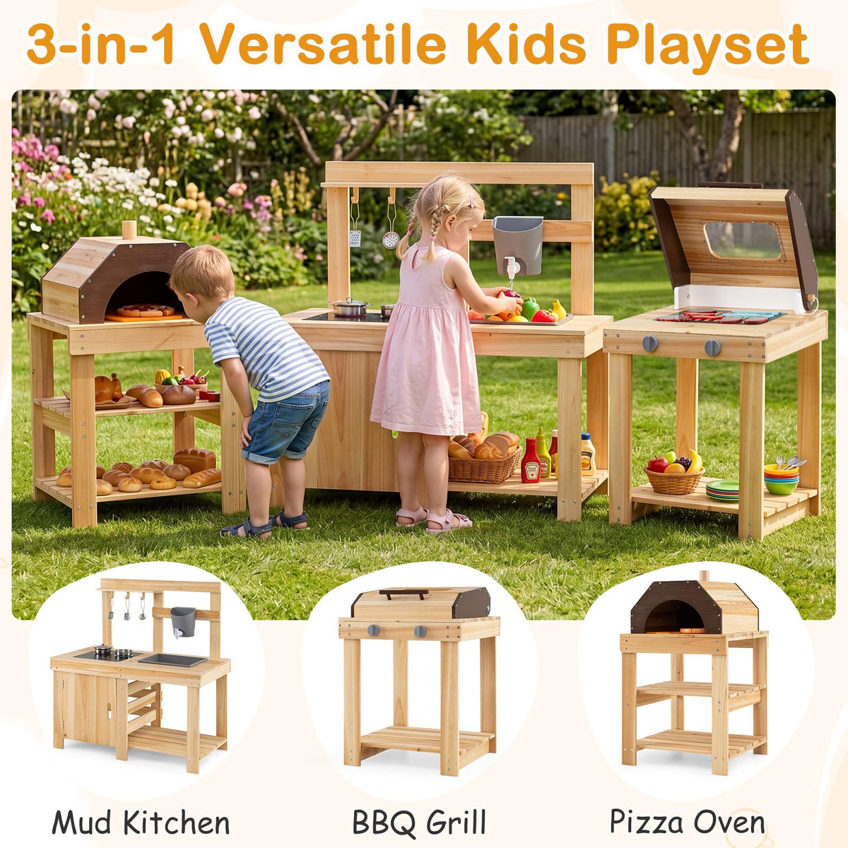 HONEY JOY 3-Piece Kids Playset for Outdoor