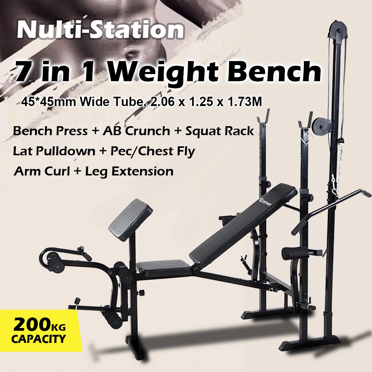 Foldable Weight Lifting Bed, Multifunctional Weight Lifting Bench