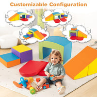 6 Pieces Foam Climbing Blocks with Tunnel Stairs and Ramp for 12 Months+