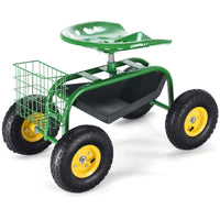 Giantex Rolling Garden Work Seat, 360 Swivel Gardening Workseat with Wheels