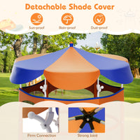 Kids Trampoline with Detachable Canopy, 60’’ Toddler Trampoline w/Safety Enclosure Net