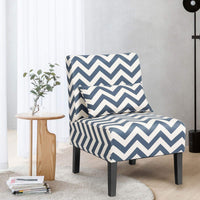 Armless Accent Chair w/ Back Pillow, Strip Design, Upholstered Lounge Chair for Home