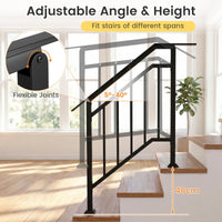 2 Pack Handrails for Outdoor Steps, 3-Step Galvanized Metal Hand Rails