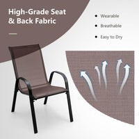 Set of 4 Outdoor Patio Chairs, Stackable Armchair with Weather-Resistant Fabric