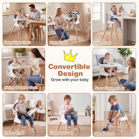Convertible High Chair for Babies and Toddlers with 3-Position Adjustable Tray and 5-Point Harness