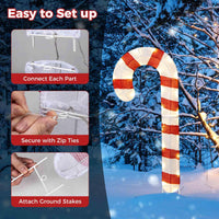 3 Pieces 80CM Pre-Lit Xmas Yard Candy Canes with 75 LED Lights