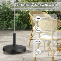 23KG Outdoor Umbrella Base w/Wheels, Handles, 52CM Round Table Market Umbrella Stand