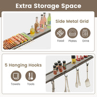 Patio Barbecue Canopy with Serving Shelf and Storage Hooks for Garden