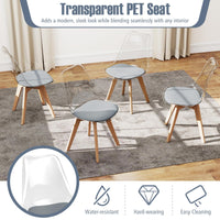 4-Pack Clear Dining Chairs with Wood Legs & PU Cushion