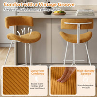 Giantex Counter Height Stools Set of 2, Fabric Upholstered Armless Barstools with Curved Back & Padded Seat