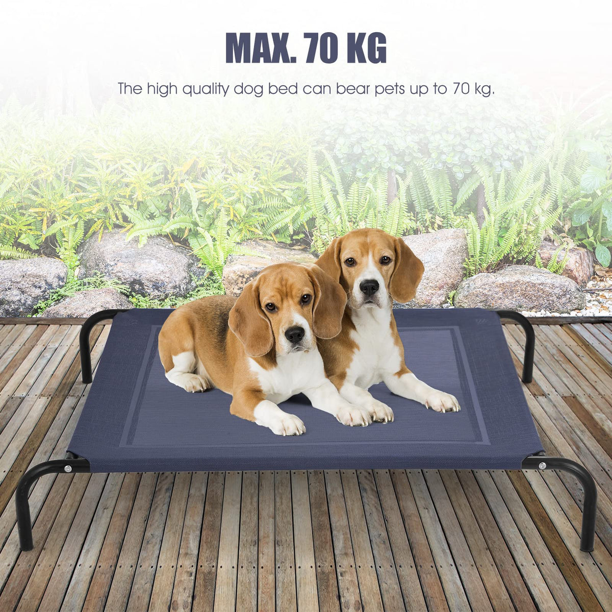 Elevated Pet Bed for Large Dogs Cot Indoor Outdoor Camping Steel Frame Mat