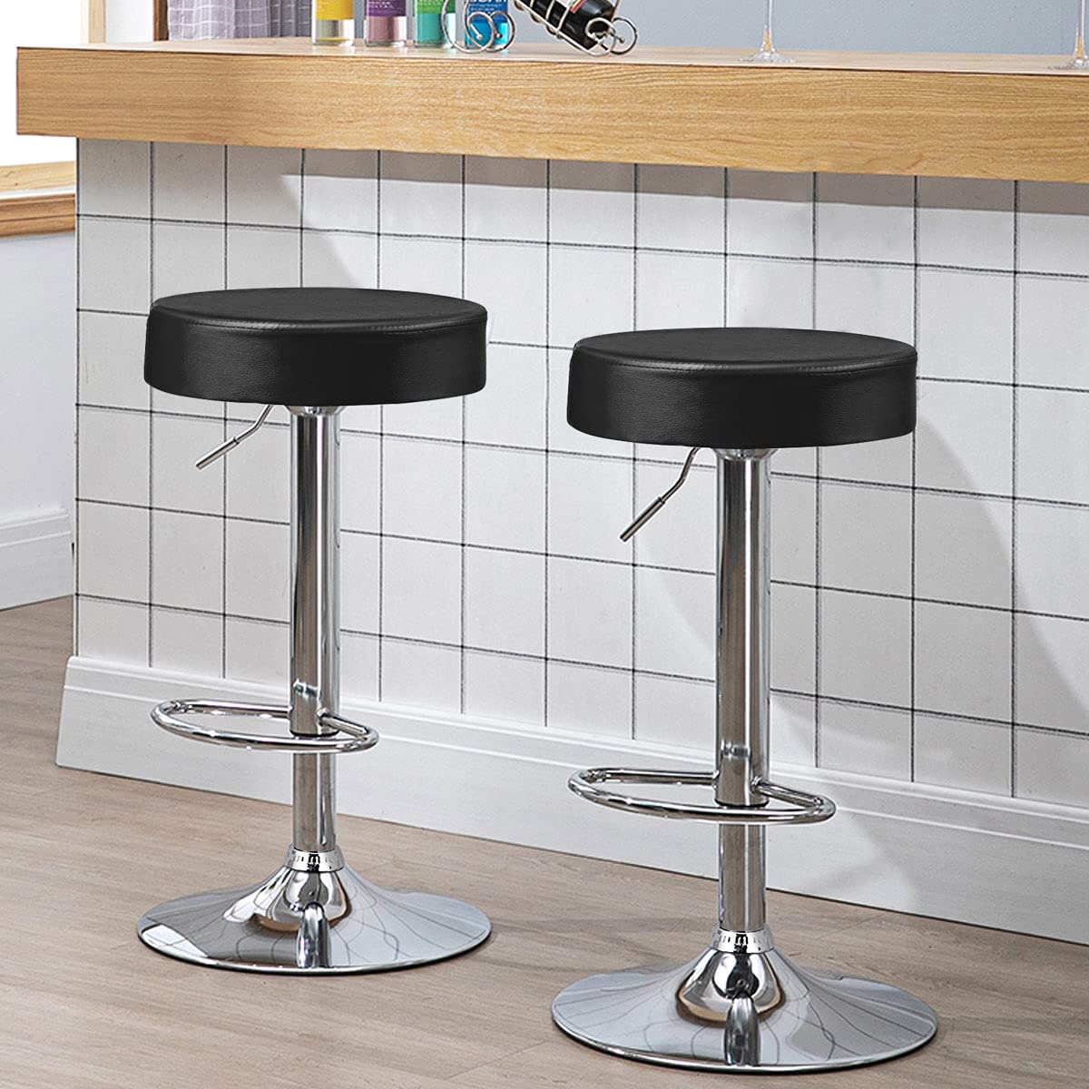 Bar stool, Pub Swivel Barstool Height Adjustable Pub Chairs, Counter Height Bar Stool W/ PU leather