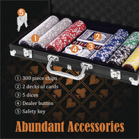 300 Pieces Casino Poker Chip Set with Aluminum Case for Party & Game