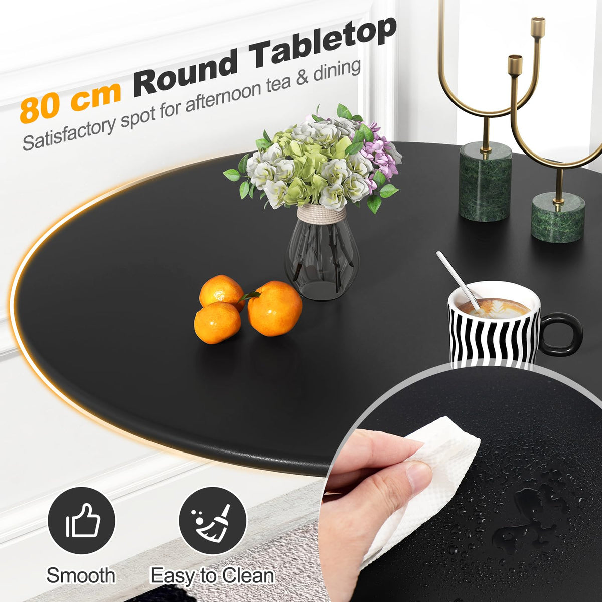 Giantex Round Dining Table, 80 cm Tulip Table with Anti-Slip PP Ring