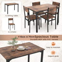 5 Piece Dining Table Set for 4 with Backrest and Metal Frame
