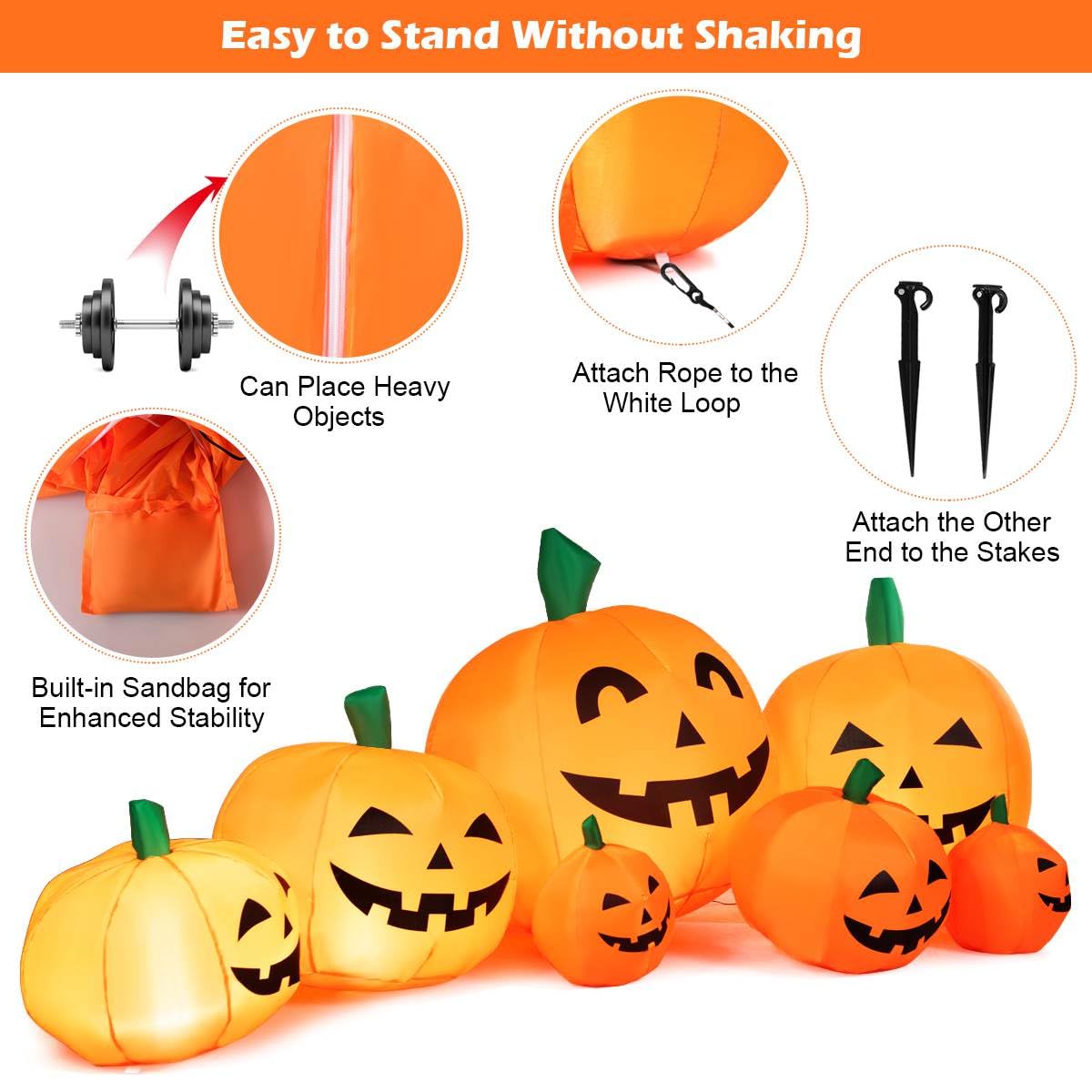2.3M Halloween Inflatable Pumpkin Patch for Indoor Outdoor