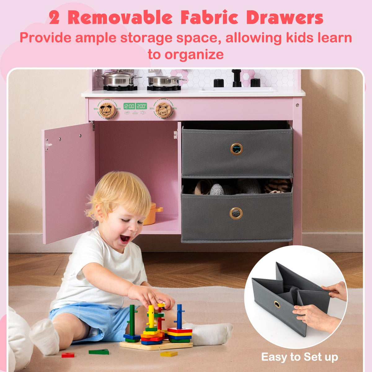 House-Shaped Play Kitchen, Kids Kitchen Playset