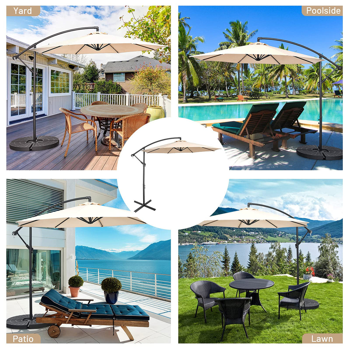 3M Patio Offset Umbrella w/8 Ribs