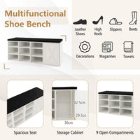 Giantex Shoe Bench with Padded Cushion & 9 Compartments