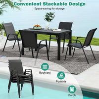 5 Piece Patio Rattan Dining Set, Outdoor Table & Chairs Set for 4