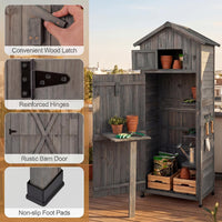 Wood Garden Storage Shed with Lockable Barn Door and Removable Shelves for Outdoor