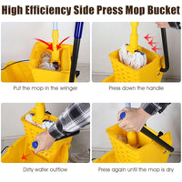 Commercial Mop Bucket, Cleaning Trolley w/Side Press Wringer