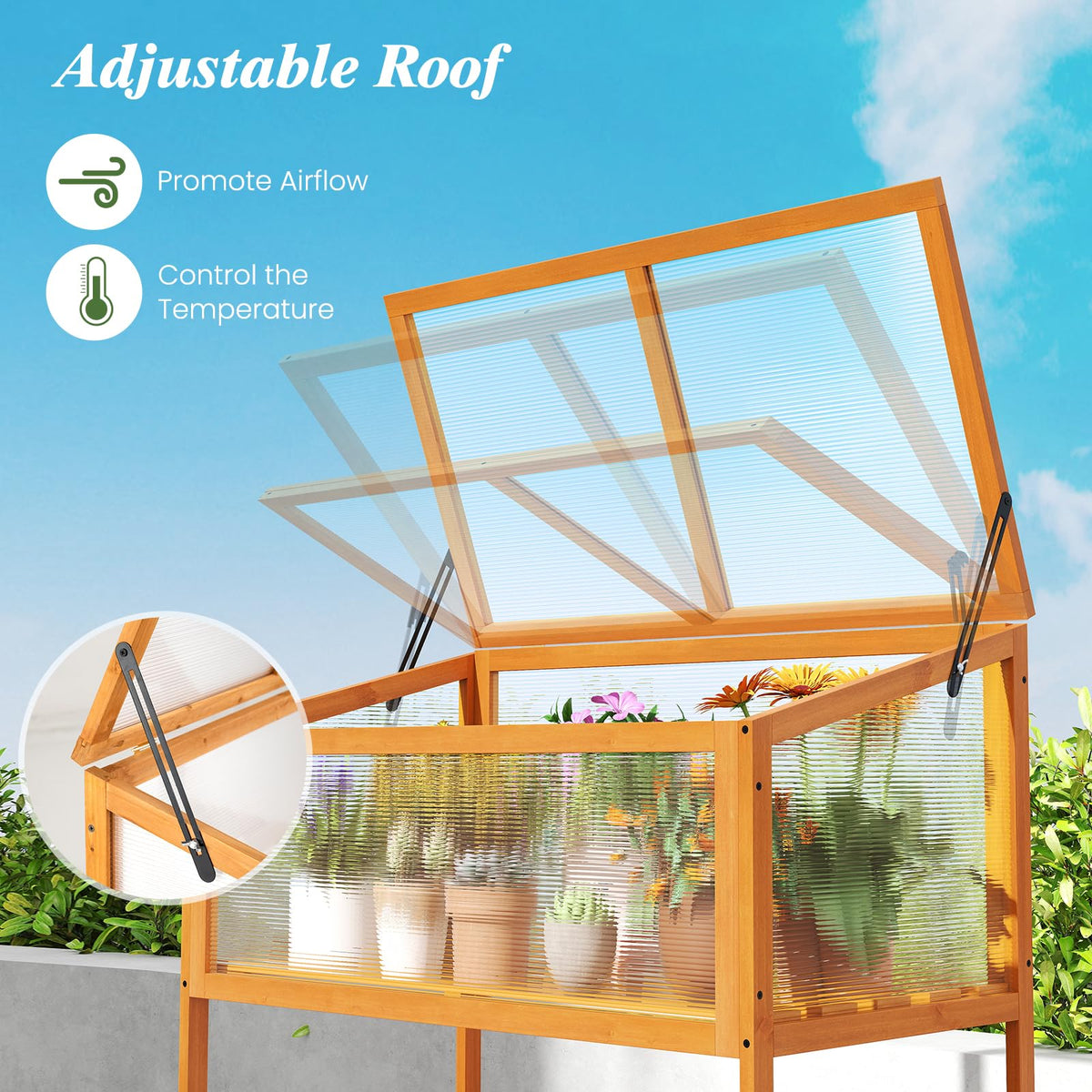 Wood Cold Frame Greenhouse, Raised Flower Planter Protection
