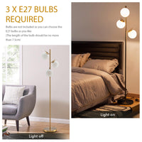 3-Globe Floor Lamp with Foot Switch and Steel Pole for Living Room