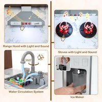 Wooden Corner Play Kitchen with Lights and Sounds