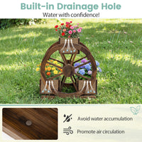 Wood Wagon Planter 2-Tier with 3 Growing Boxes and Wheels