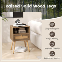 Giantex Rattan Nightstand Set of 2, Home Boho Small Side End Table