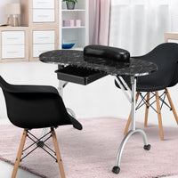 Black Manicure Nail Table Portable Station Desk Spa Salon Equipment