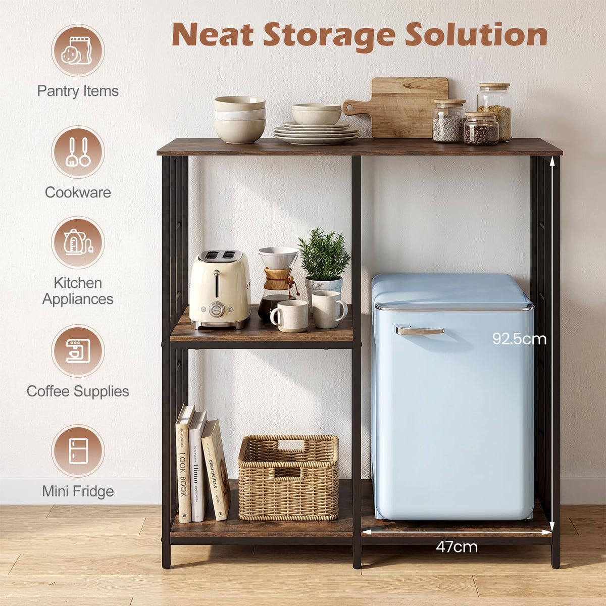 Kitchen Baker's Rack Mini Fridge Stand Table with 4 Shelves for Oven