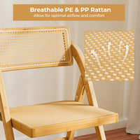 Rattan Cane Folding Chairs Set of 2