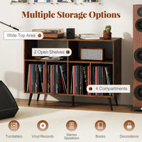 3-Tier Record Player Stand with Vinyl Storage Shelves and 5 Metal Legs for Living Room
