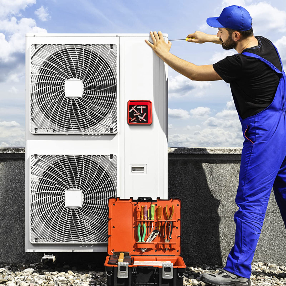 4 Pack Magnetic Foldable Parts Tray Set, Collapsible Bowl Set for Screws