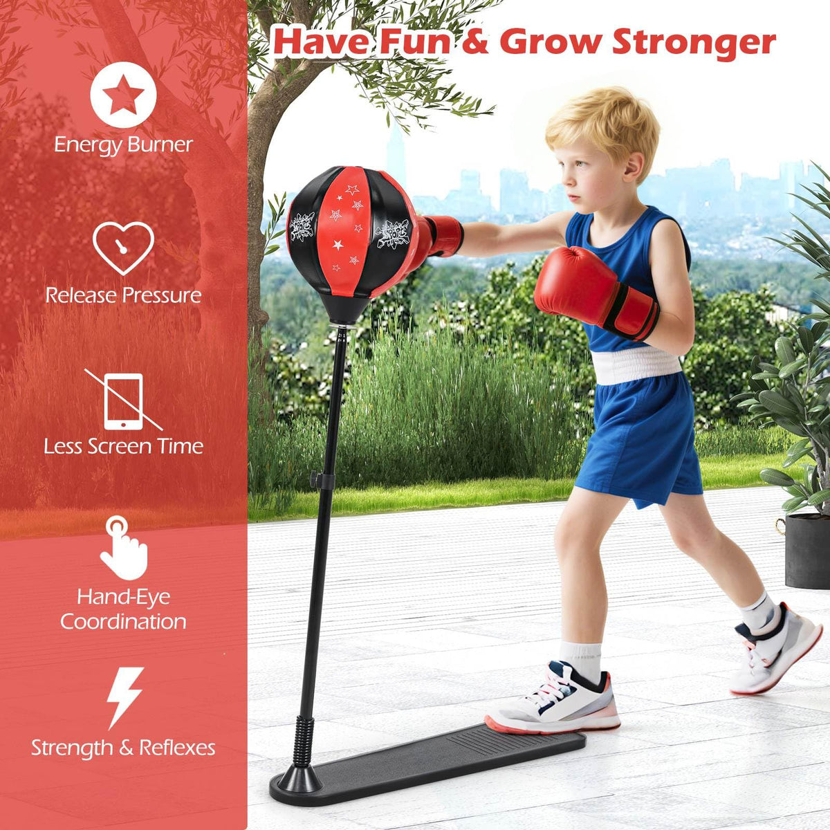 Inflatable Boxing Ball with Boxing Gloves & Air Pump for Kid