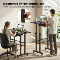 Standing Desk Height Adjustable with Fabric Drawer and Lockable Wheels