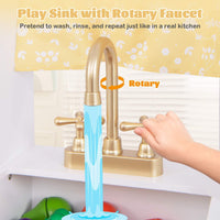 Pretend Play Kitchen for Kids with Coffee Maker Sink Faucet