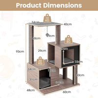 Modern Cat Tree with Sisal Scratching Posts and Removable Cushions