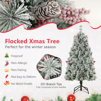 1.4M Hinged Flocked Christmas Tree with Pine Needles