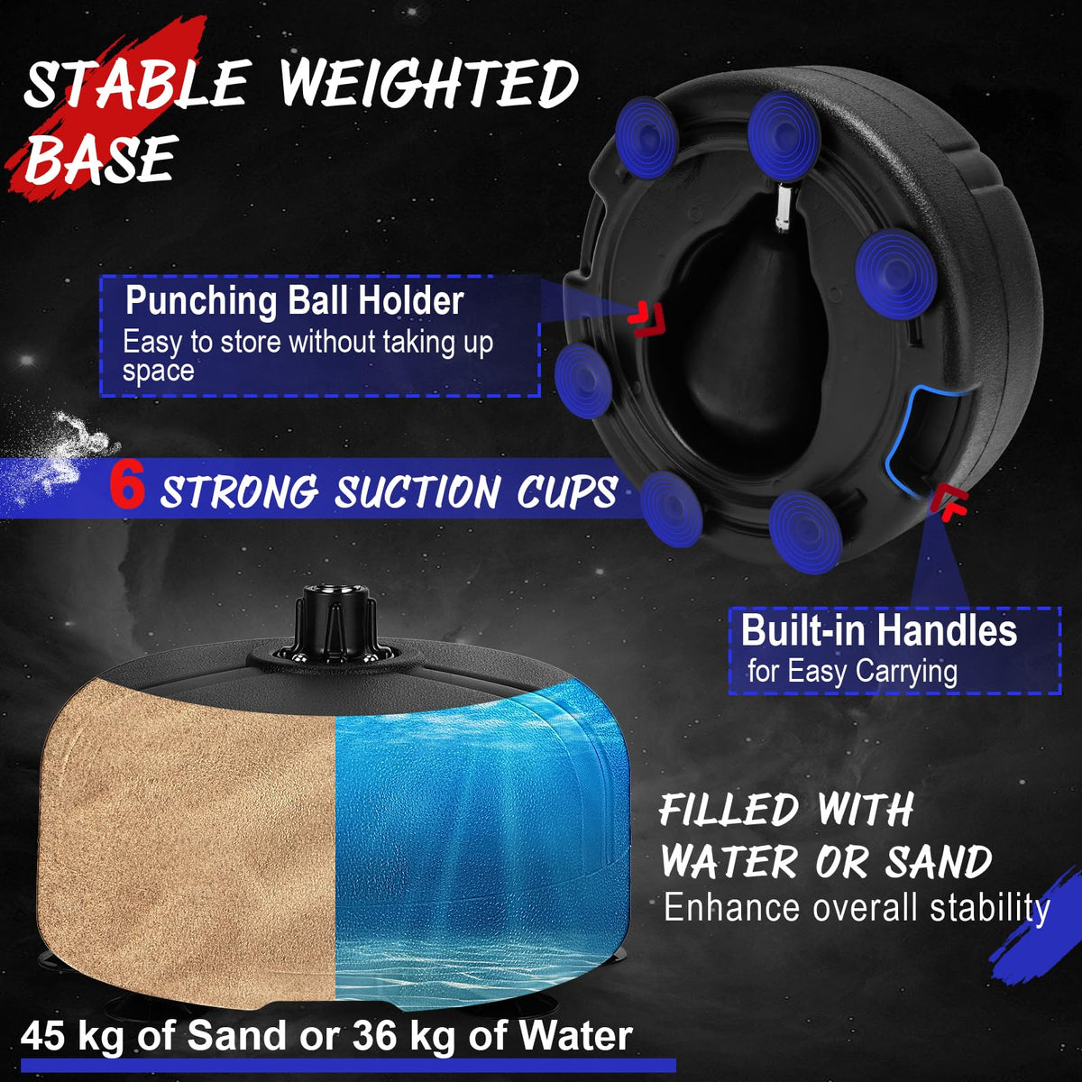 Punching Bag with Stand and 4-Position Adjustable Height Setting